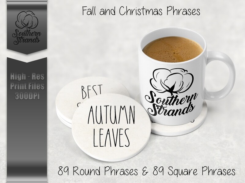 Thanksgiving and Christmas Quotes Coasters - 89 Quotes - Round and Square | DIGITAL DESIGN