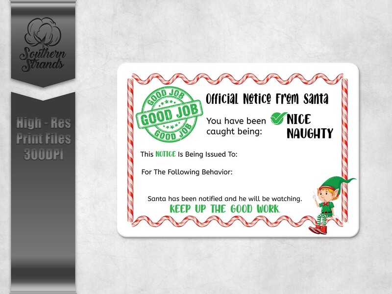 Santa&#39;s Official Notice | Naughty and Nice 2 Files | Digital Download