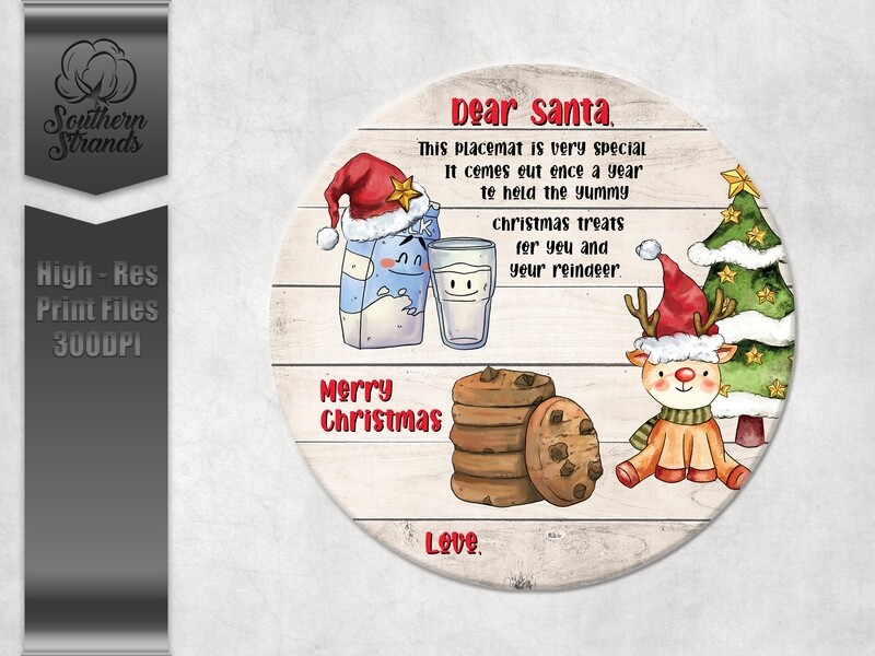 Dear Santa Round Placemat | 2 Files | Digital Download