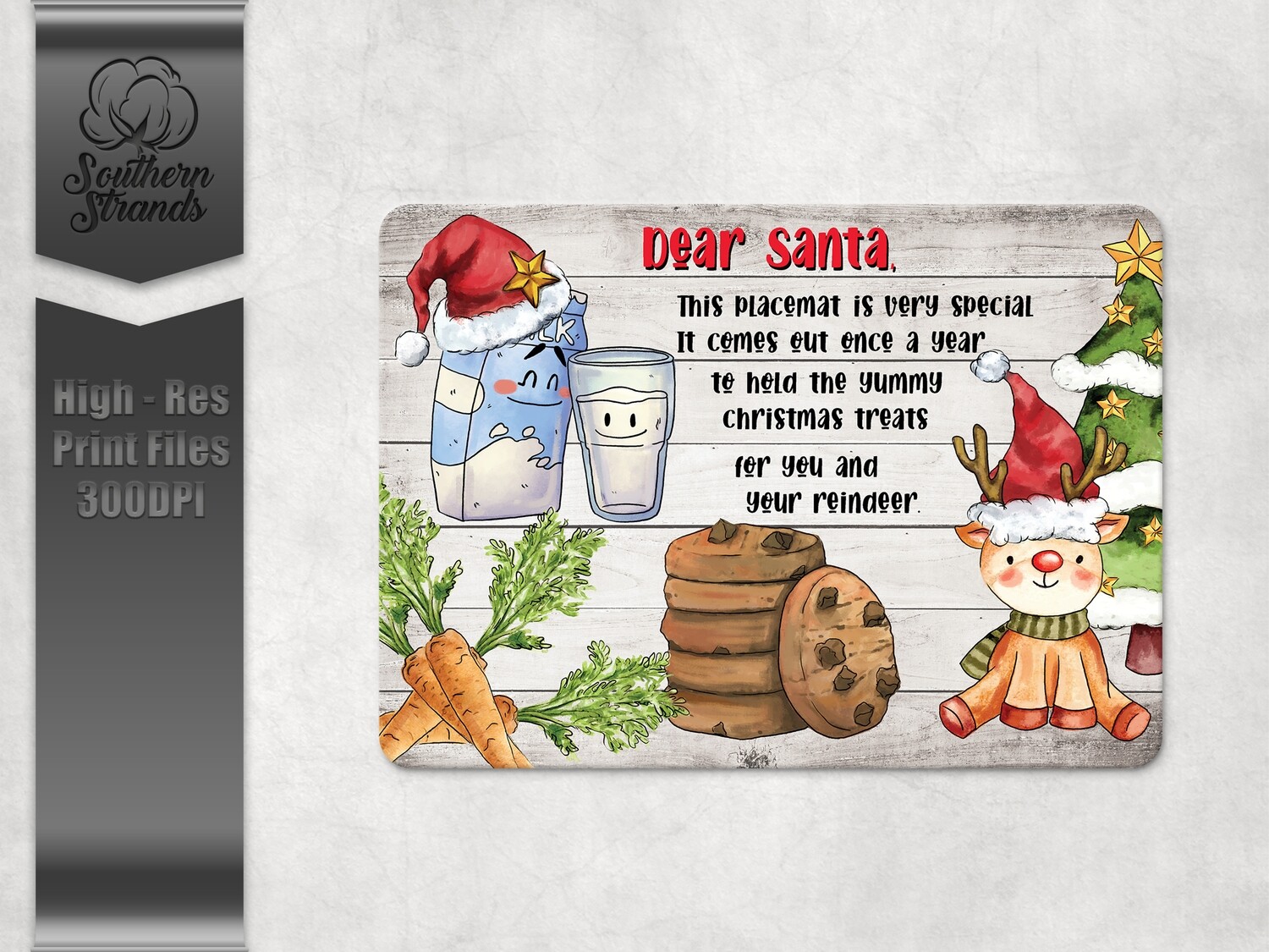Dear Santa Placemat added Carrots | 2 Files | Digital Download