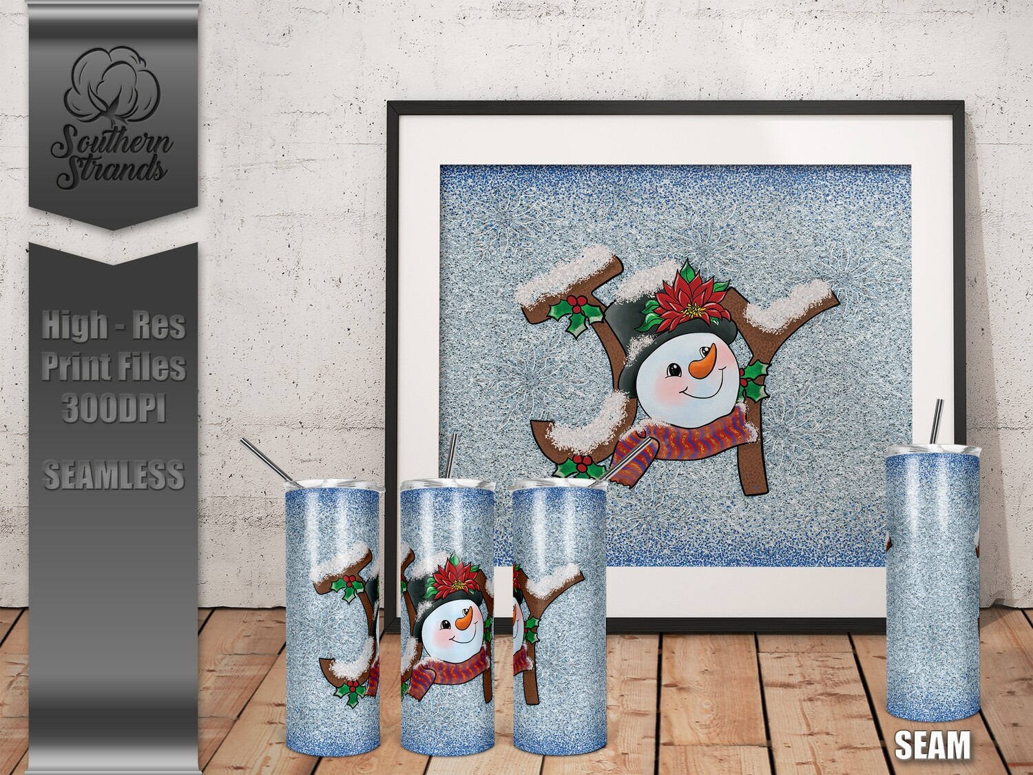 Joy Snowman Tumbler | SEAMLESS | DIGITAL DESIGN