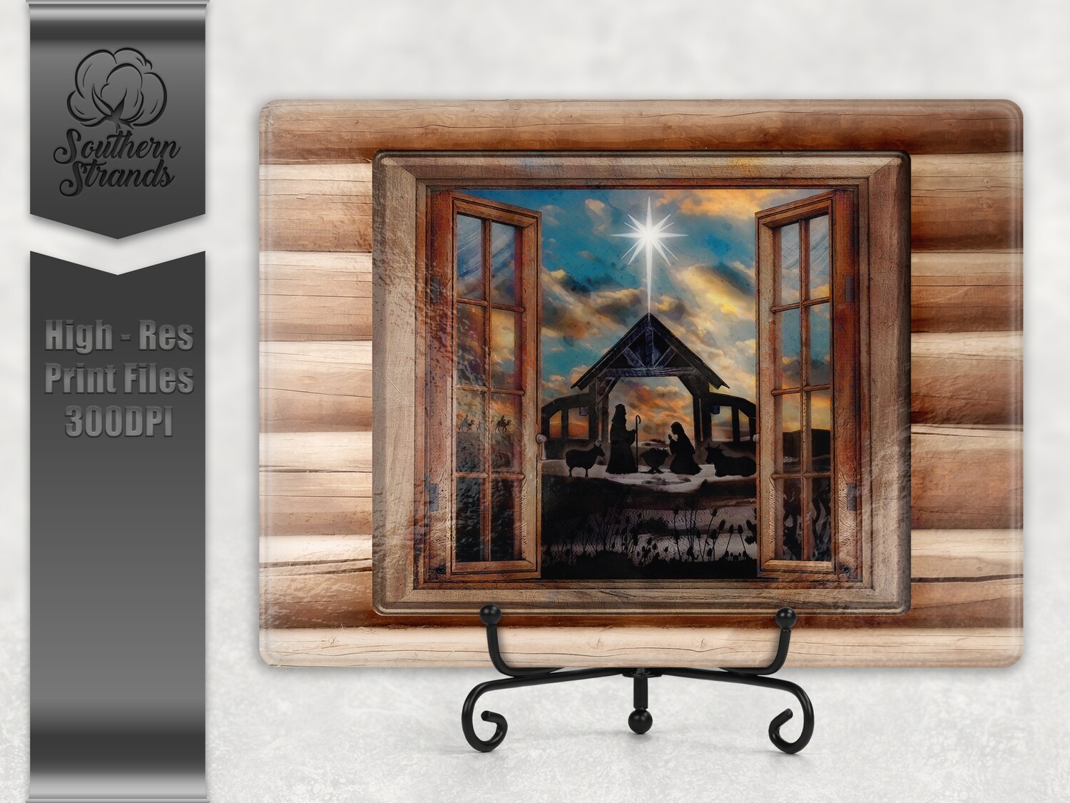 Christmas Nativity Open Window Watercolor Cutting Board | 2 sizes