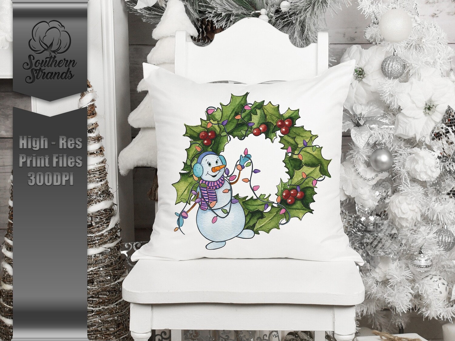 Snowman in Lights Wreath | Digital Download