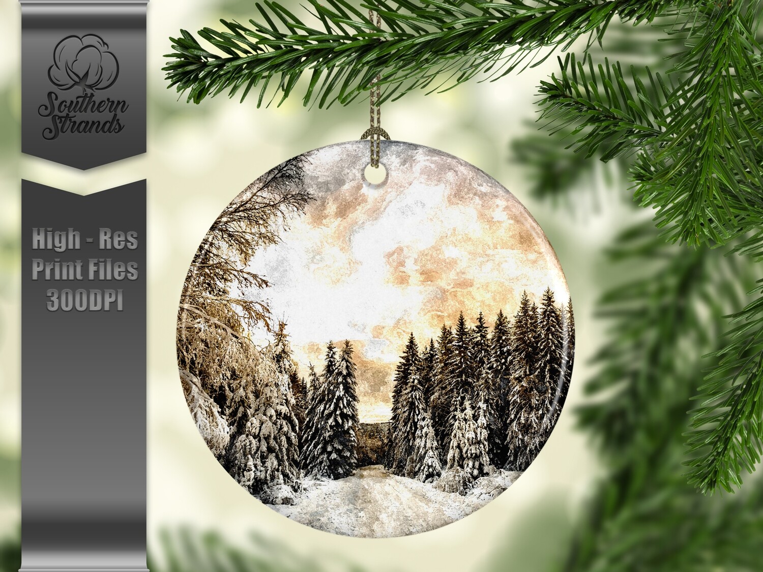 Christmas in the Snow - Ornament 6 - 3 different formats - Round, Square and Benelux
