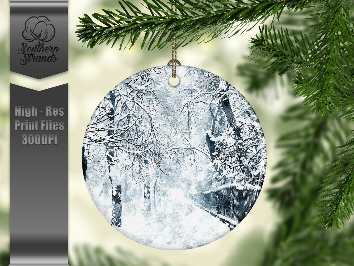 Christmas in the Snow - Ornament 7 - 3 different formats - Round, Square and Benelux