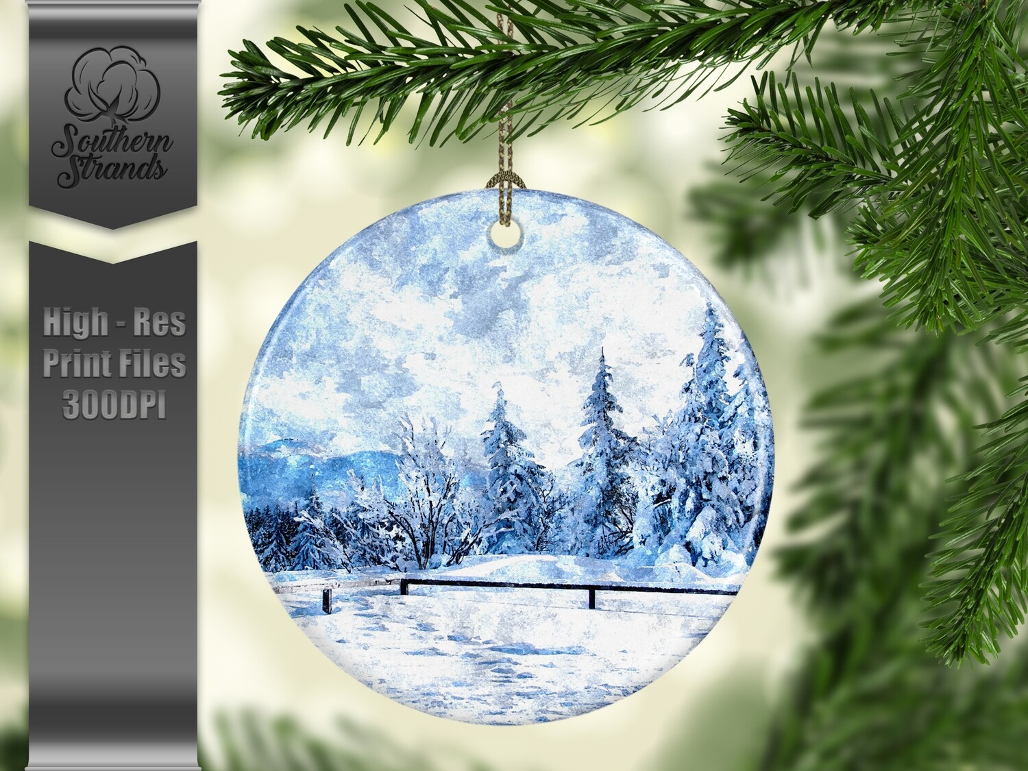 Christmas in the Snow - Ornament 12 - 3 different formats - Round, Square and Benelux