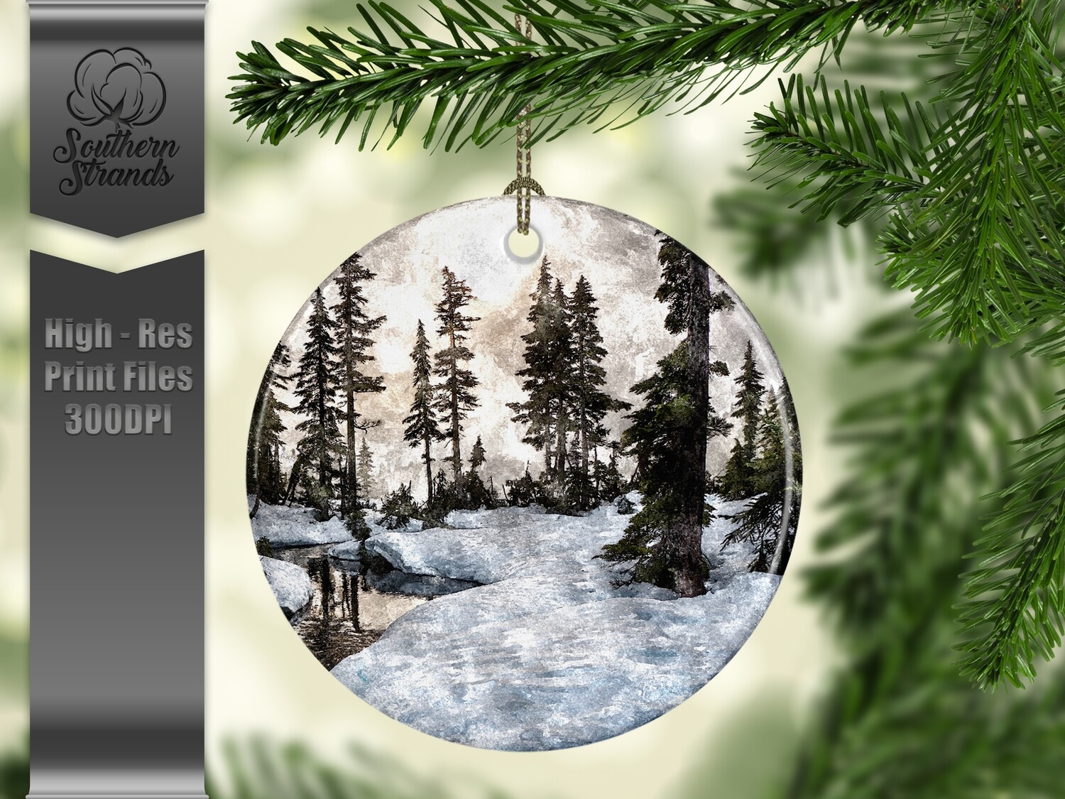 Christmas in the Snow - Ornament 2 - 3 different formats - Round, Square and Benelux