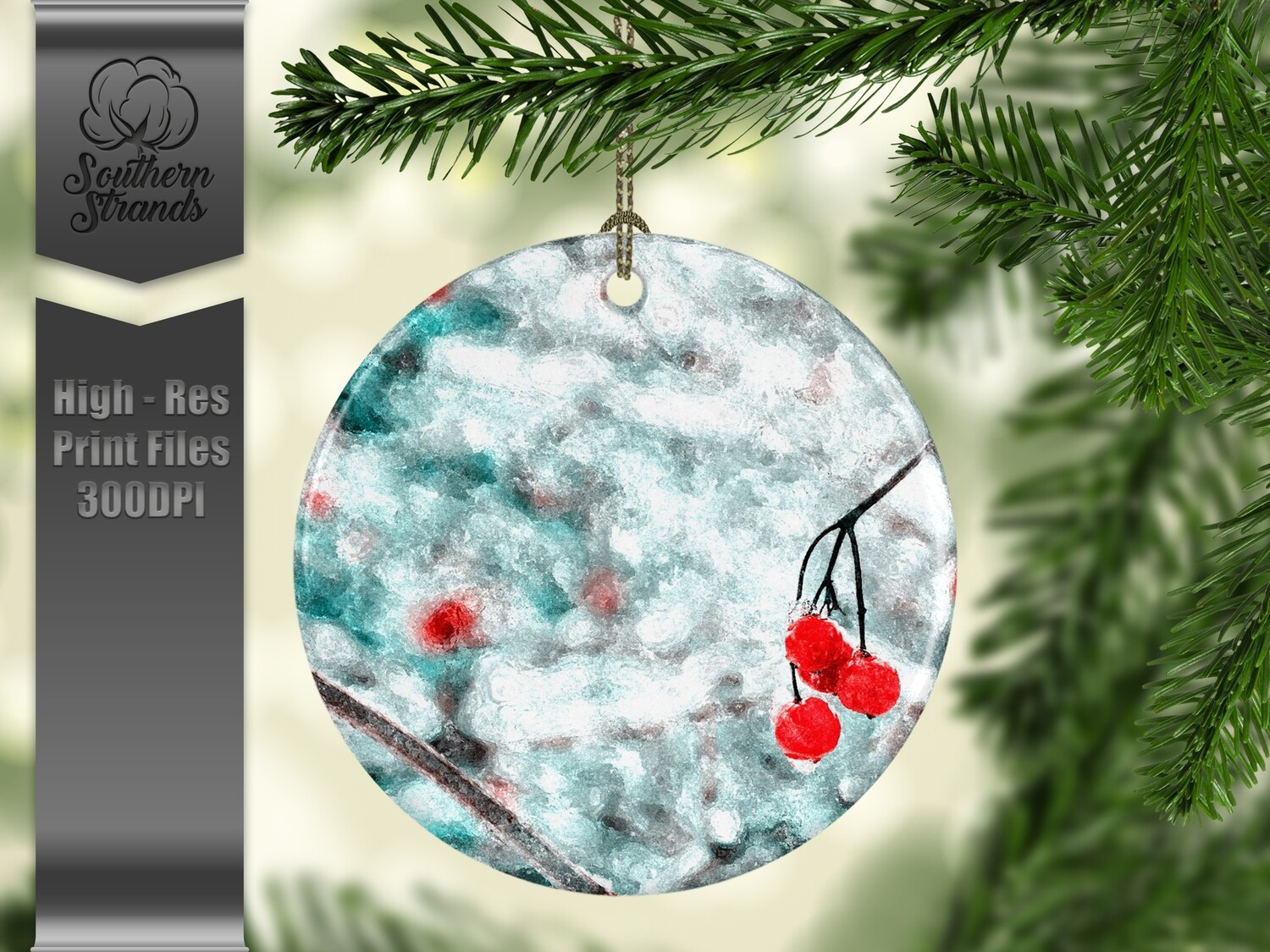 Christmas in the Snow - Ornament 8 - 3 different formats - Round, Square and Benelux