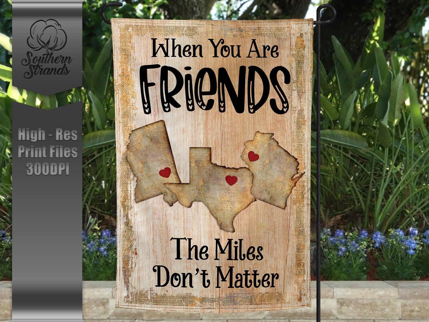 Miles Don&#39;t Matter FRIENDS KIT - Includes Background - ALL 50 States - Glitter Heart | 12x18 | Digital Design