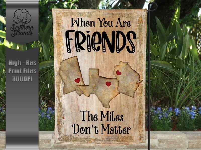 Miles Don&#39;t Matter FRIENDS KIT - Includes Background - ALL 50 States - Glitter Heart | 12x18 | Digital Design