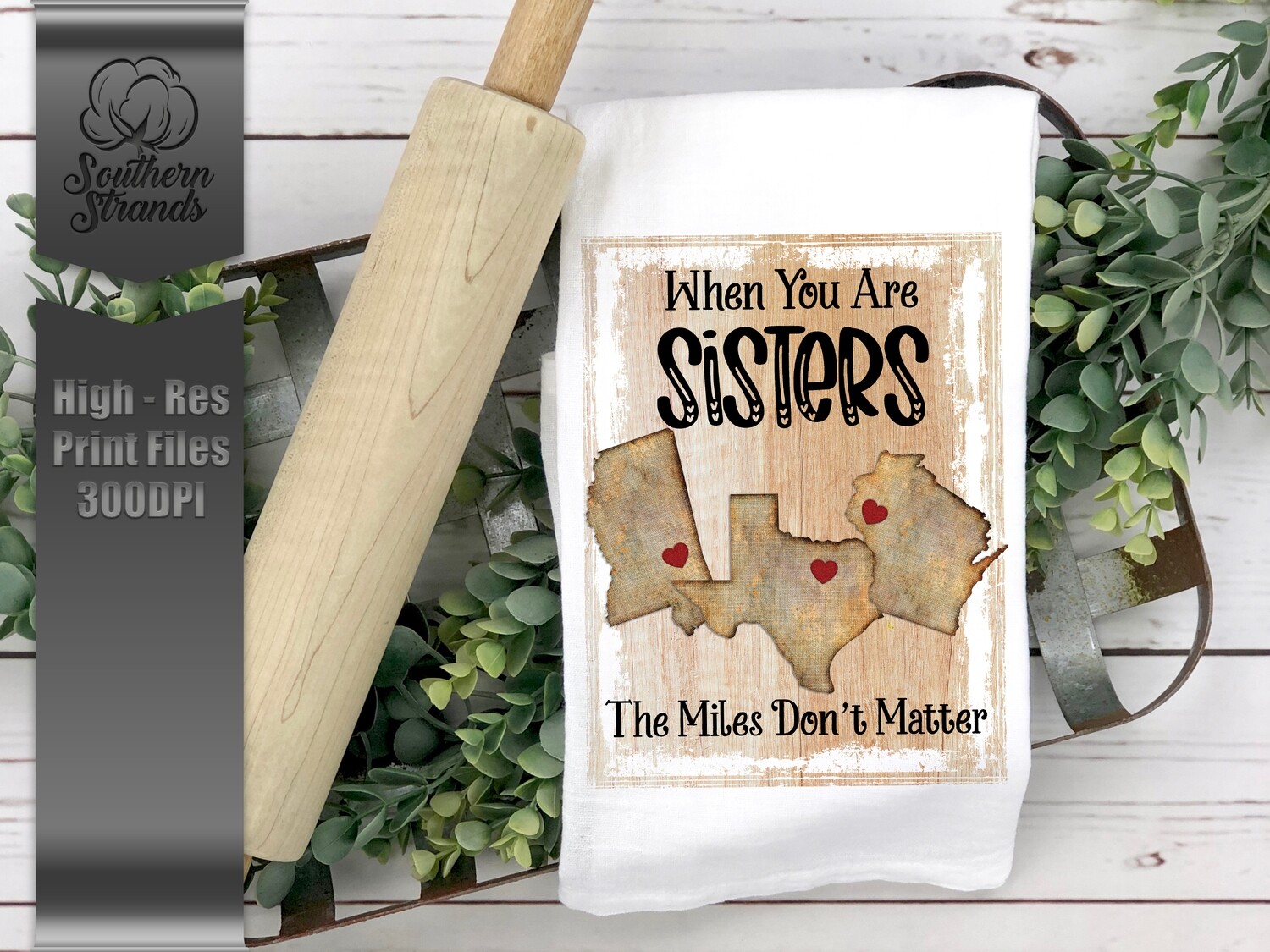 Miles Don&#39;t Matter SISTERS KIT - 11x14 - Includes Background - ALL 50 States - Glitter Heart | Digital Download