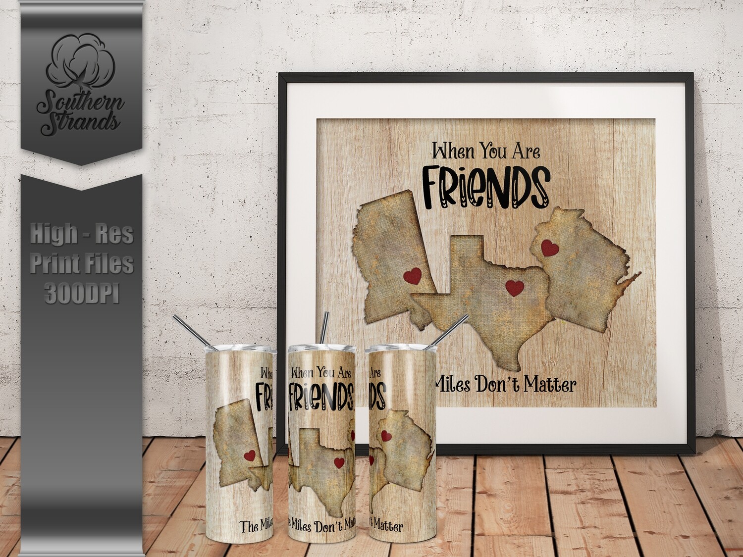 Miles Don&#39;t Matter Friends TUMBLER KIT - Includes Background - All 50 States - Heart | DIGITAL DESIGN