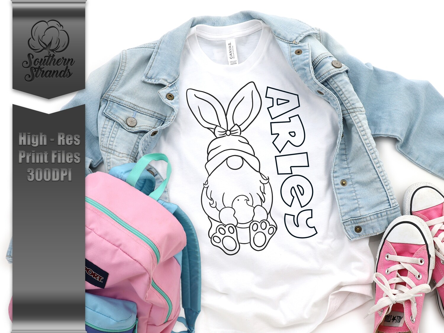 Easter Gnome - with Peep - For Kids Coloring  | Digital Download