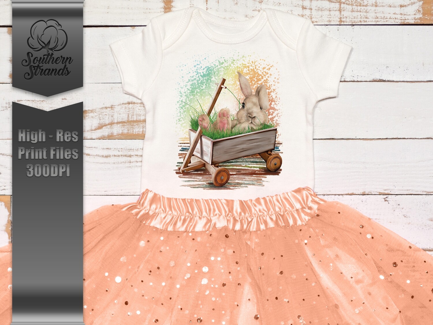 Bunny in a Wagon - Pink | Digital Download