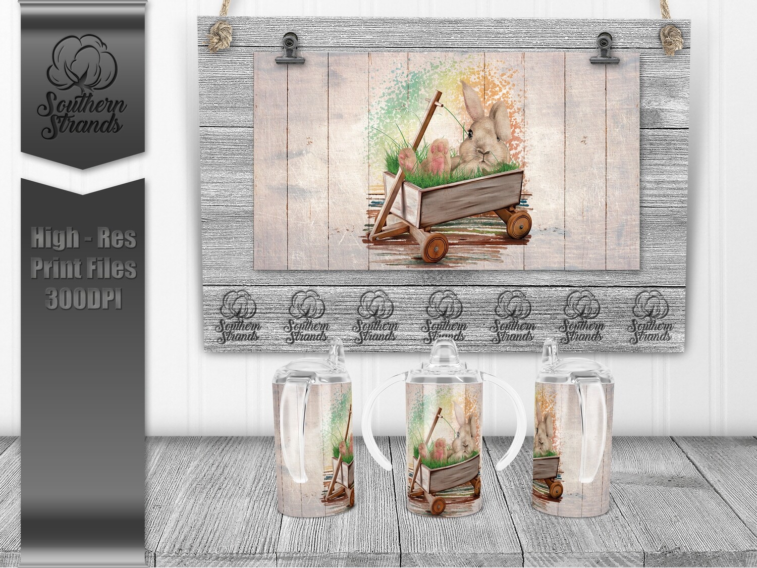 Bunny Wagon - Pink Tumbler - Sippy Cup | DIGITAL DESIGN