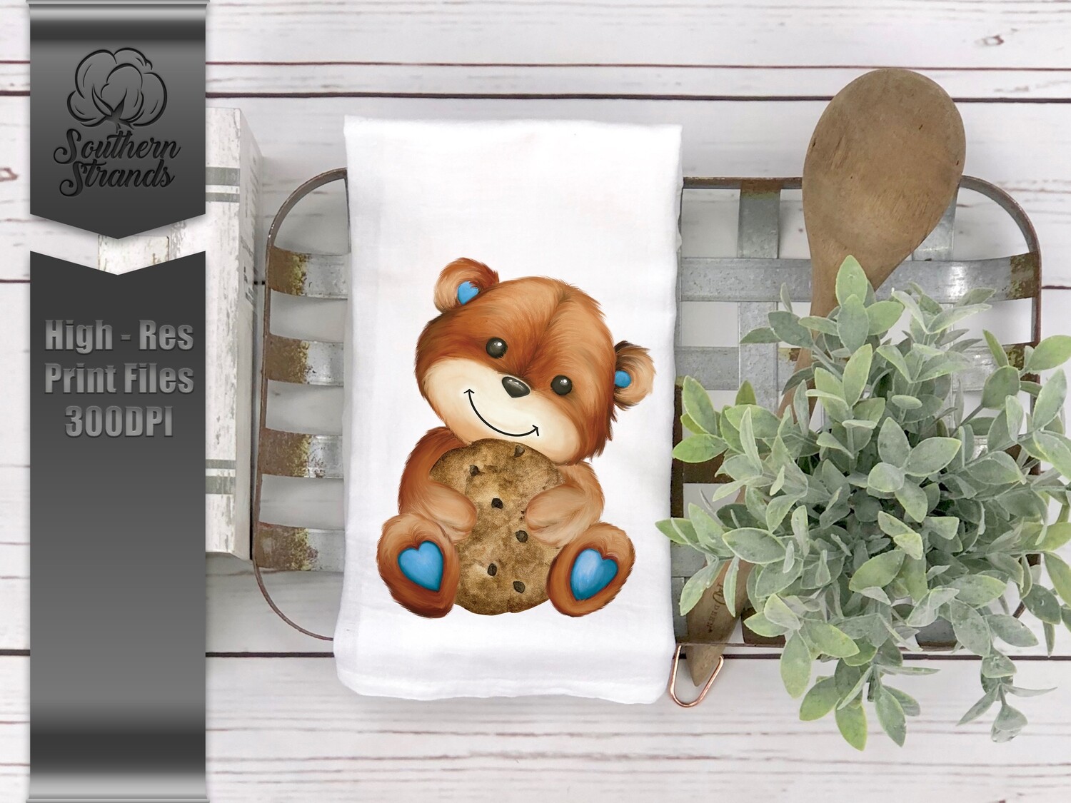 Teddy Bear Holding a Cookie - Blue | Digital Download