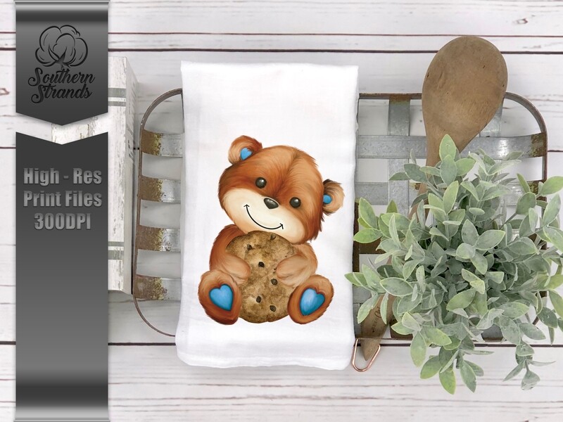Teddy Bear Holding a Cookie - Blue | Digital Download