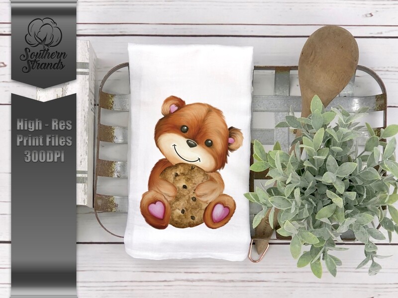 Teddy Bear Holding a Cookie - Pink | Digital Download