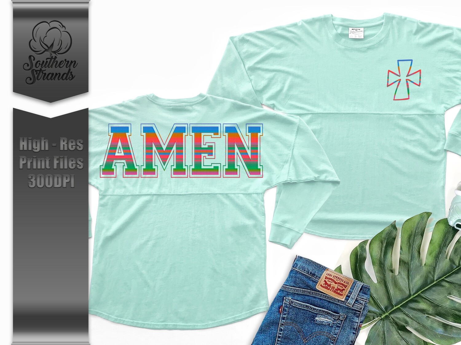 AMEN Cross - Serape - Faux Embroidery | Digital Download
