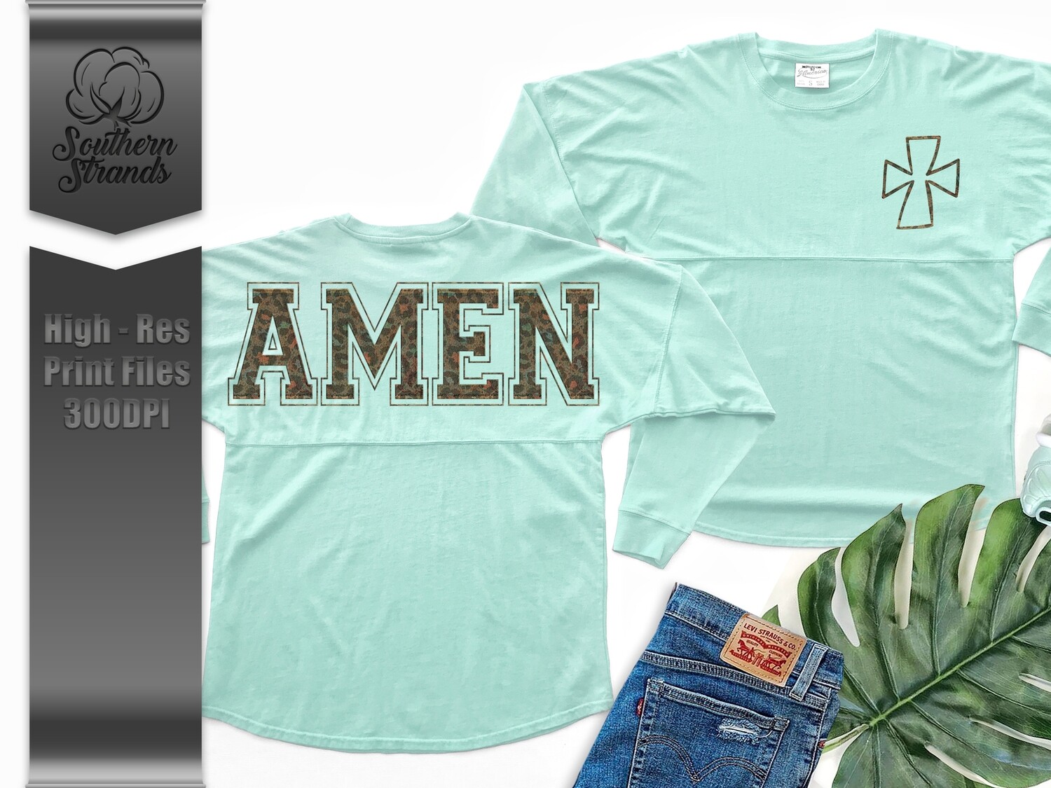 AMEN Cross - Leopard - Faux Embroidery | Digital Download