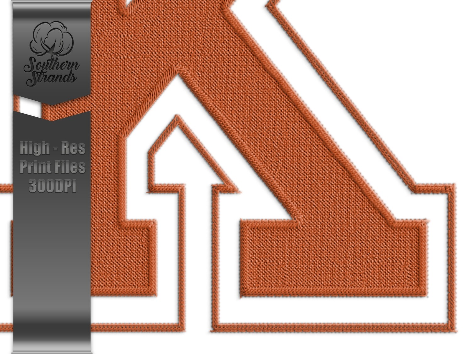 Applique Sports - Faux Embroidery Sports Alphas and Numbers - 2 Dark Orange | Digital Download