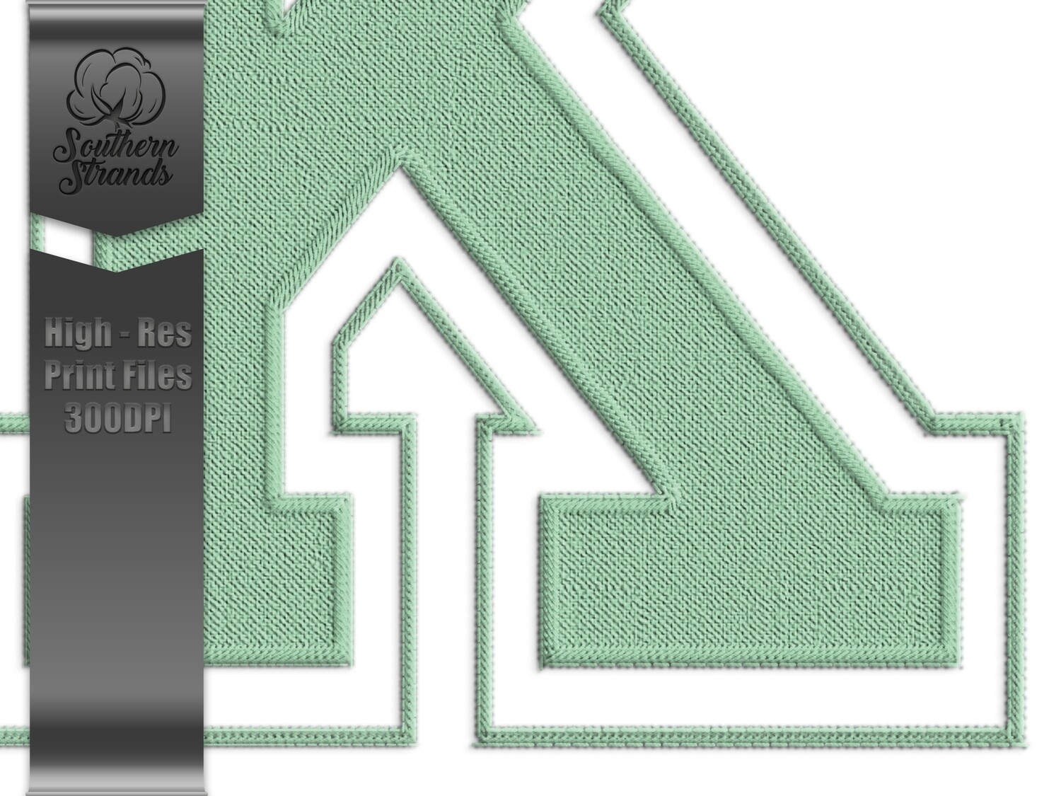 Applique Sports - Faux Embroidery Sports Alphas and Numbers - 7 Lt. Green | Digital Download