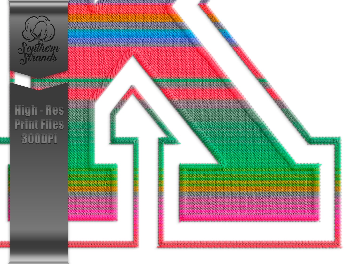 Applique Sports - Faux Embroidery Sports Alphas and Numbers - Serape | Digital Download