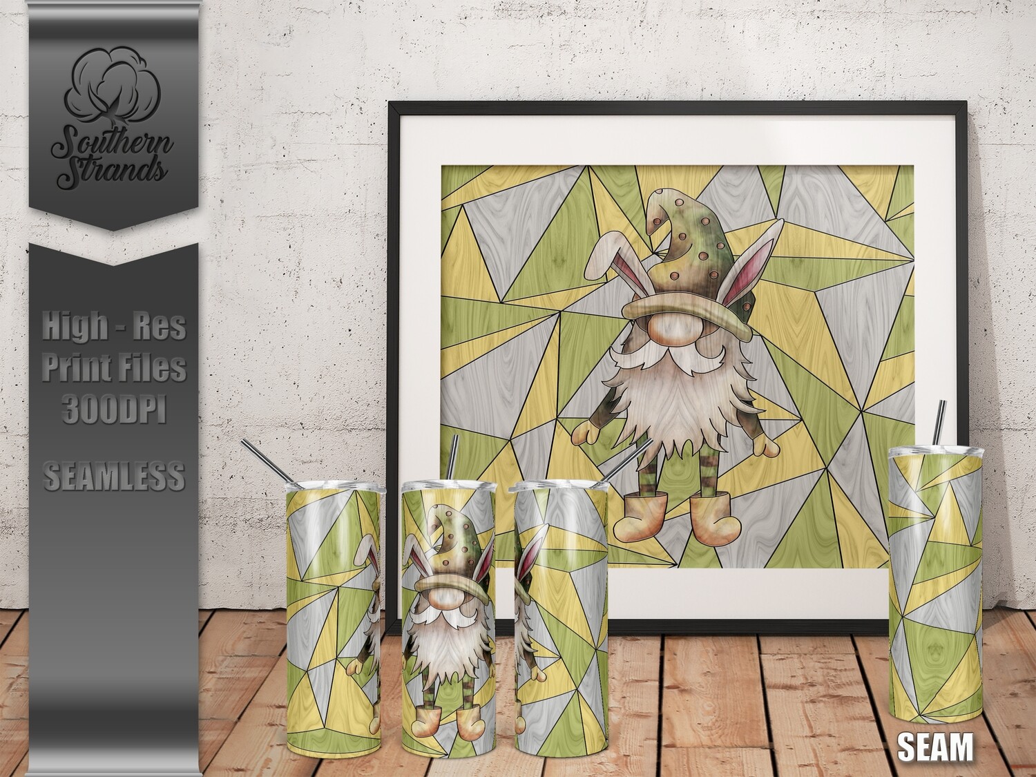 Stained Glass Tumbler - Easter Gnome  | DIGITAL DESIGN