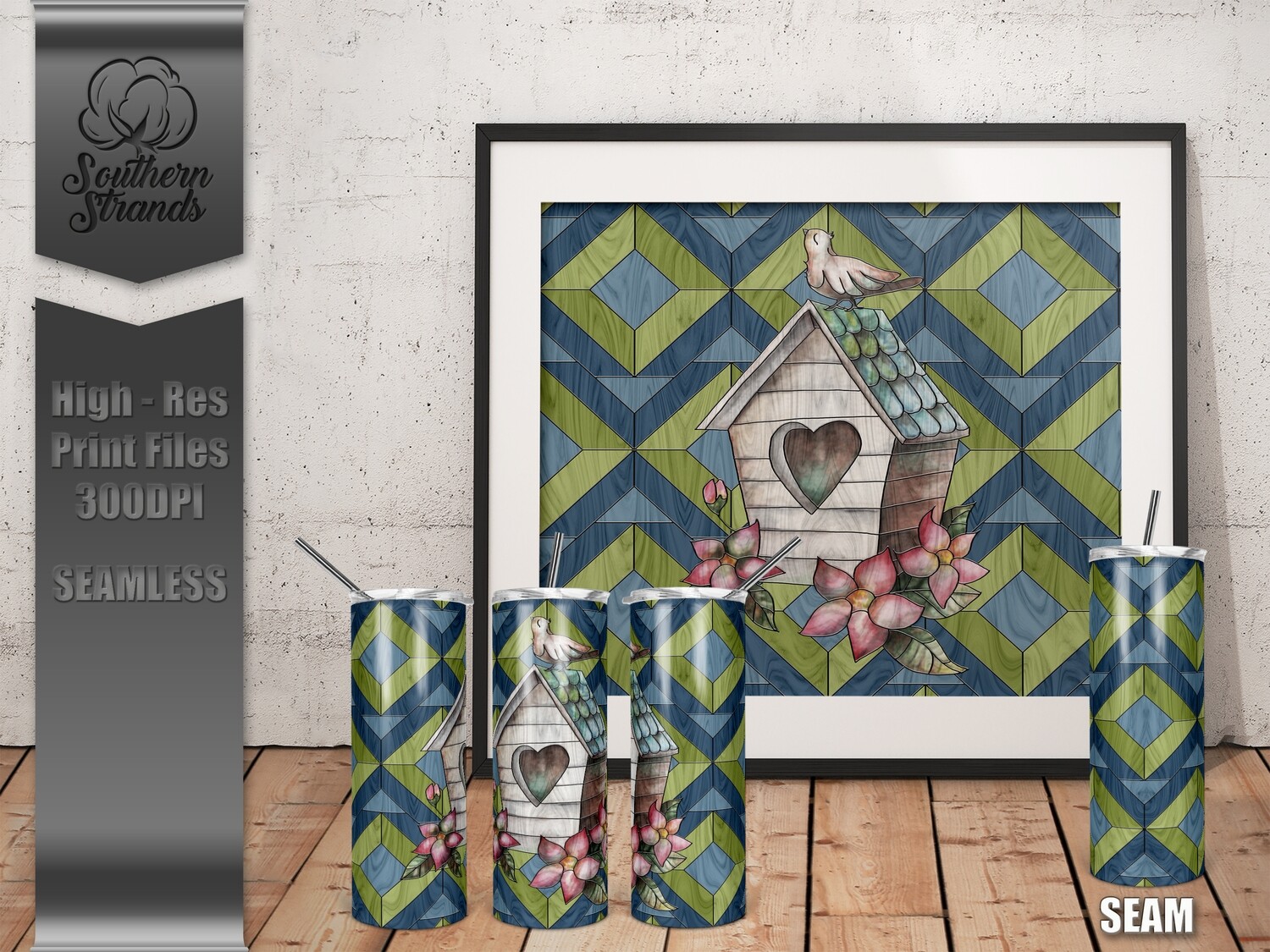 Stained Glass Tumbler - Birdhouse  | DIGITAL DESIGN