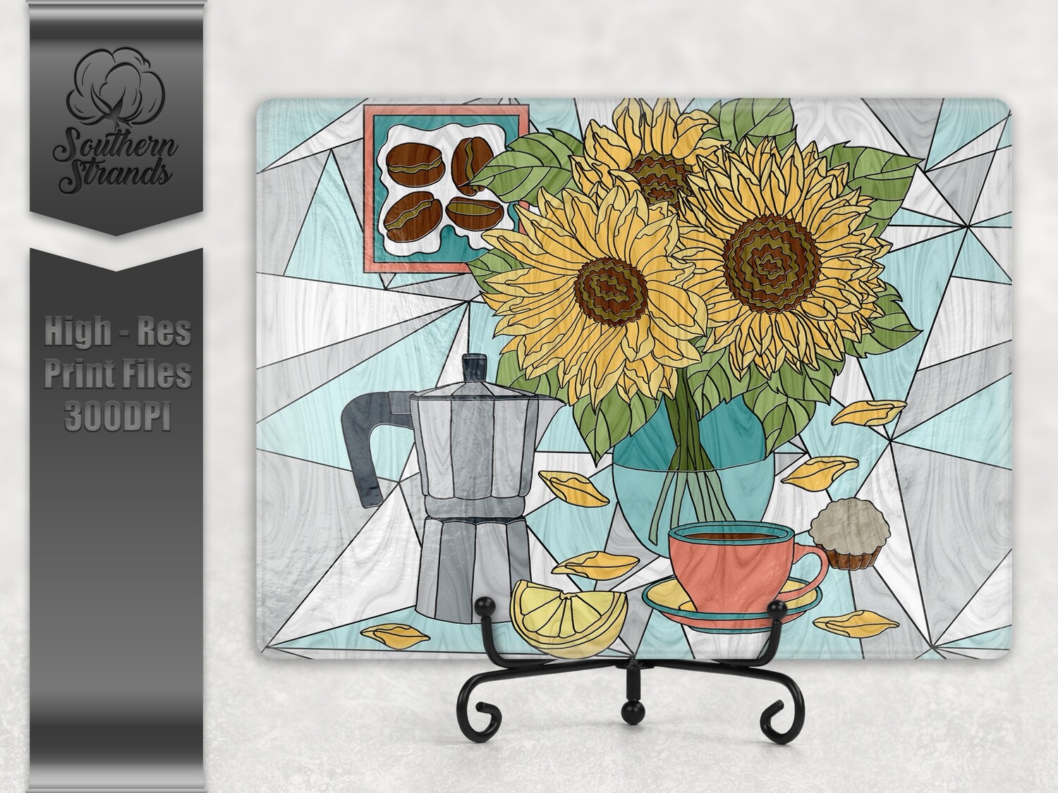 Stained Glass - Sunflowers and Coffee Cutting Board | 2 sizes