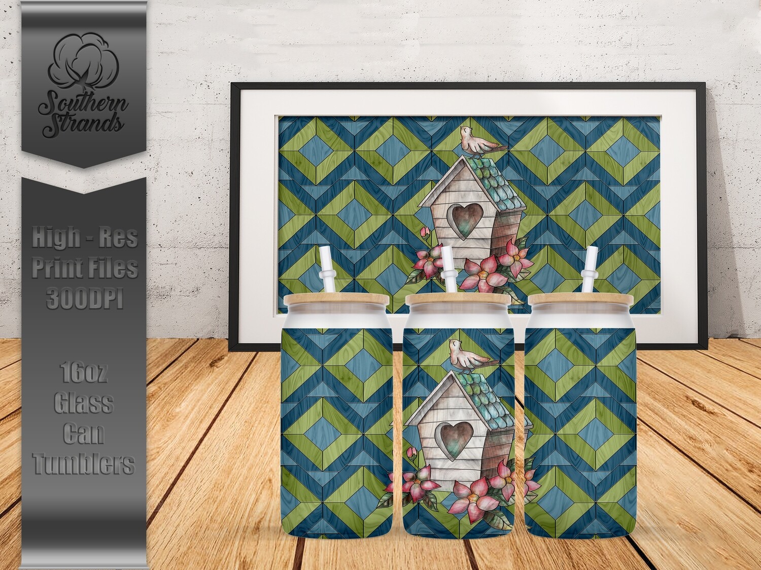 Stained Glass Tumbler - Birdhouse  | DIGITAL DESIGN