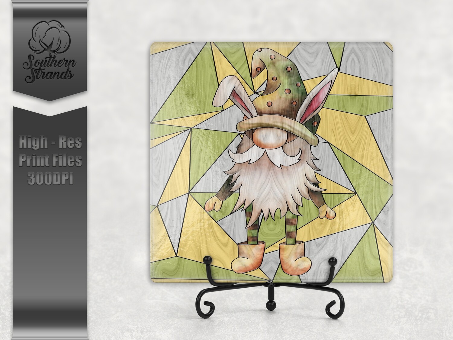Stained Glass Easter Gnome - Square | Digital Download