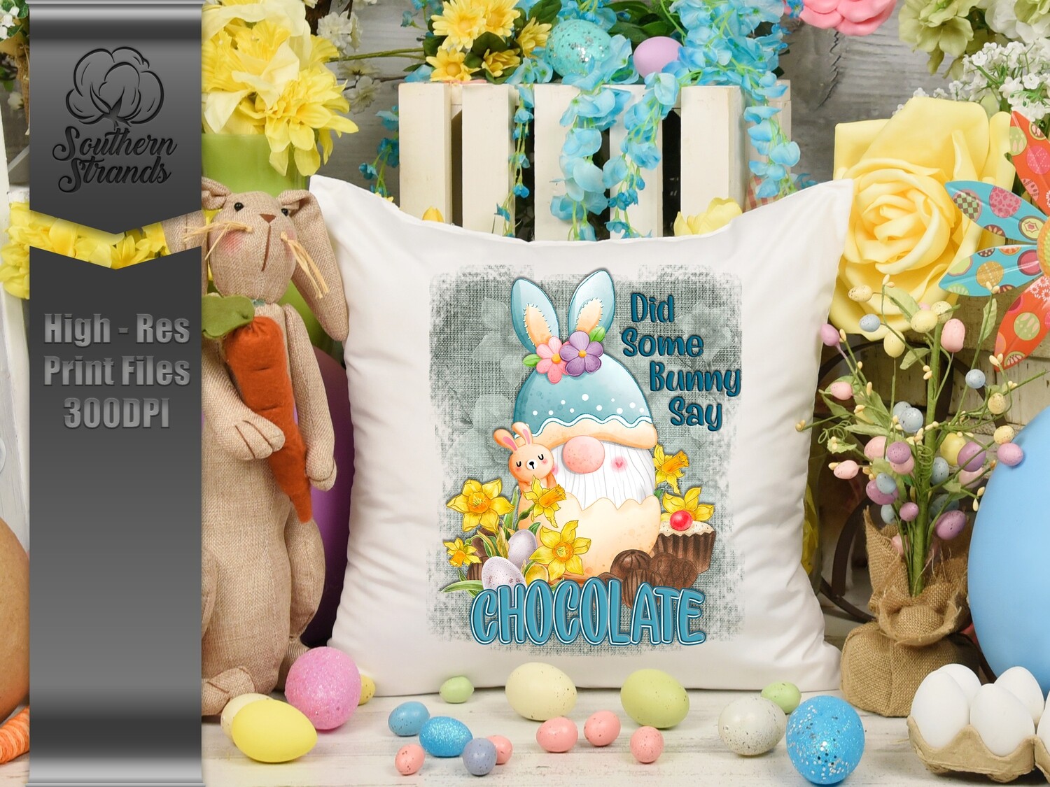 Did Some Bunny Say Chocolate - Blue With Background | Digital Download