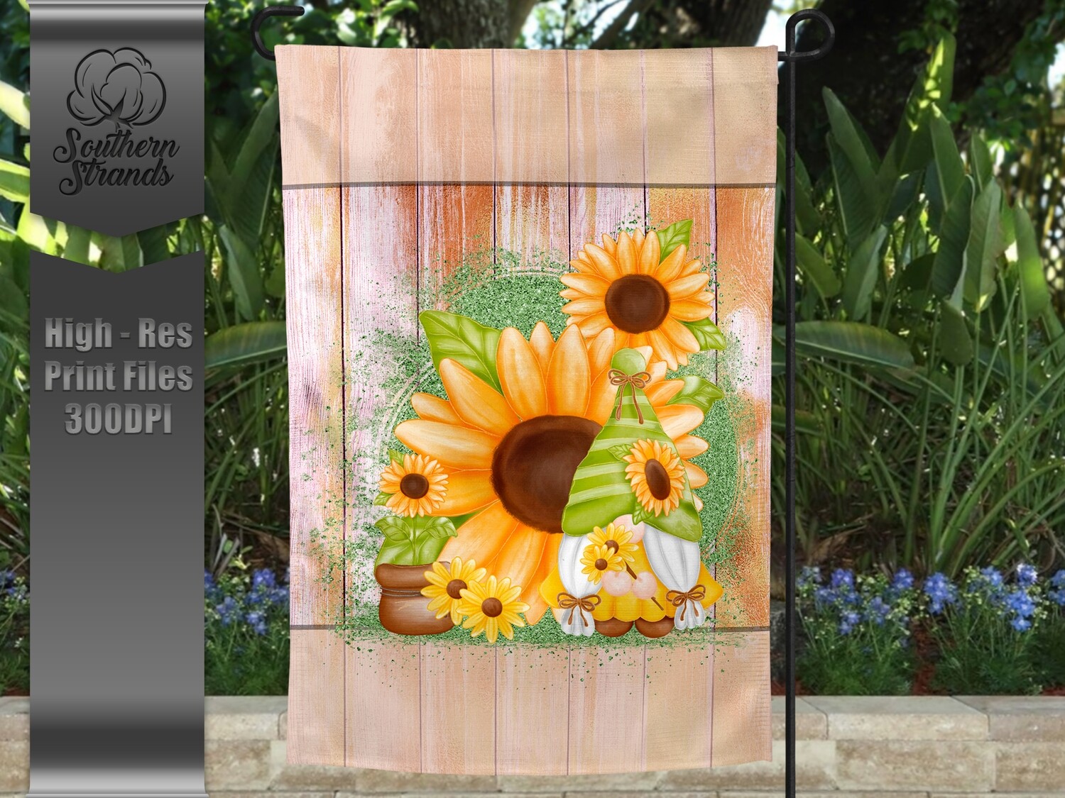 Sunny Summer Gnome Garden Flag - BLANK | 12x18 | DIGITAL DESIGN