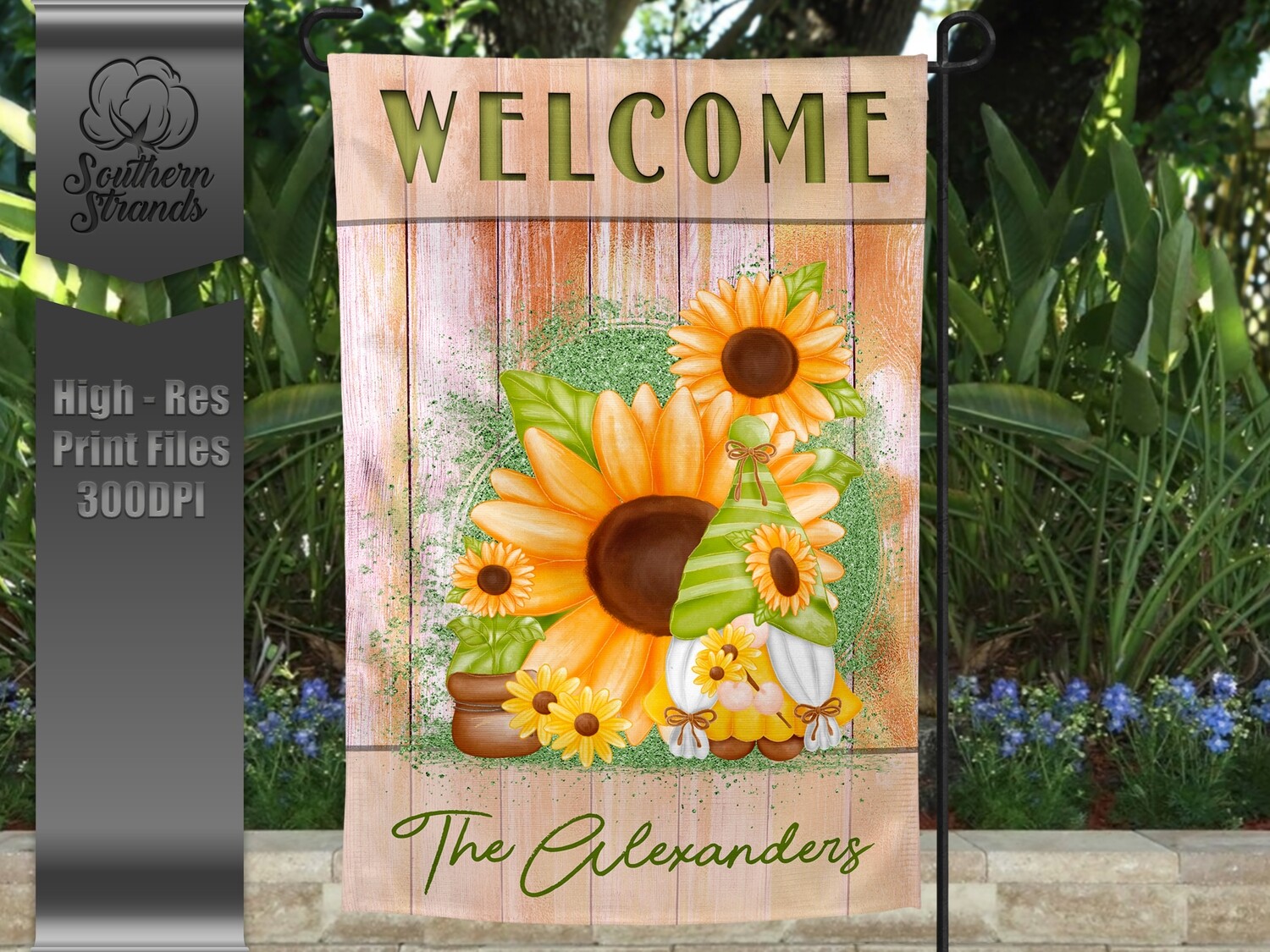 Sunny Summer Gnome Garden Flag | 12x18 | DIGITAL DESIGN