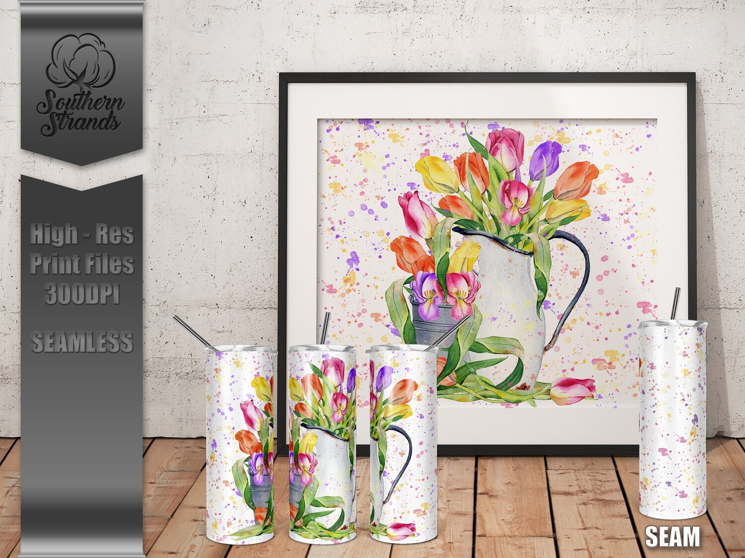 Spring Tulips Tumbler | SEAMLESS | DIGITAL DESIGN