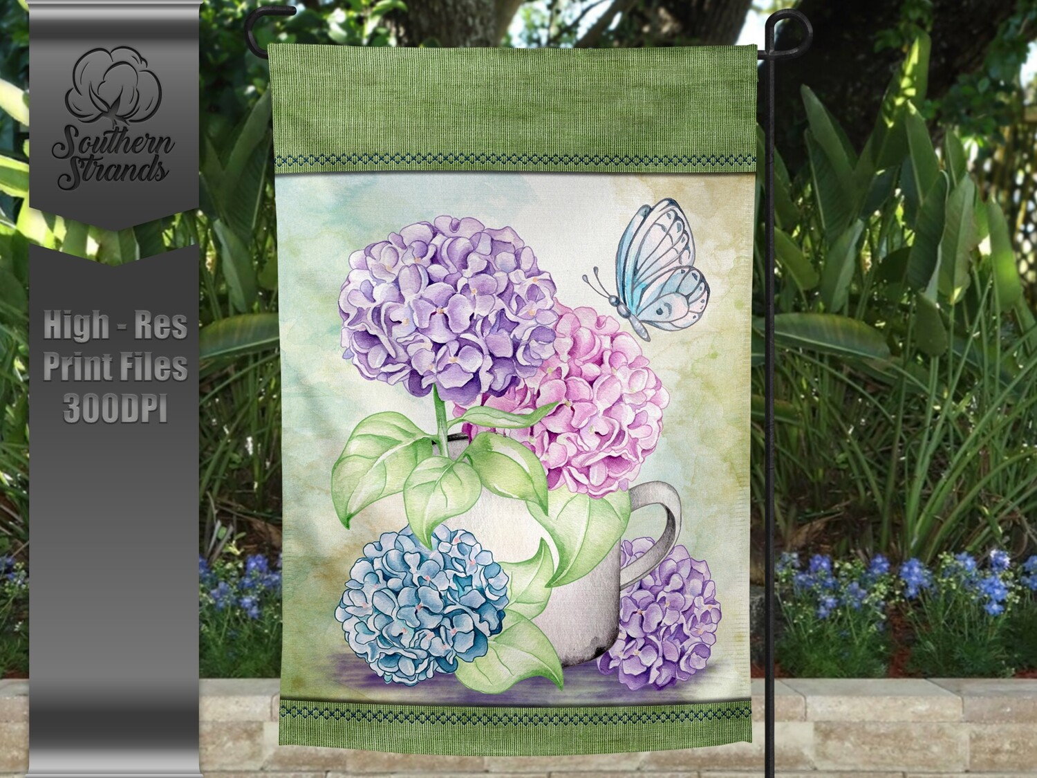 Spring Hydrangeas Garden Flag - BLANK | 12x18 | DIGITAL DESIGN