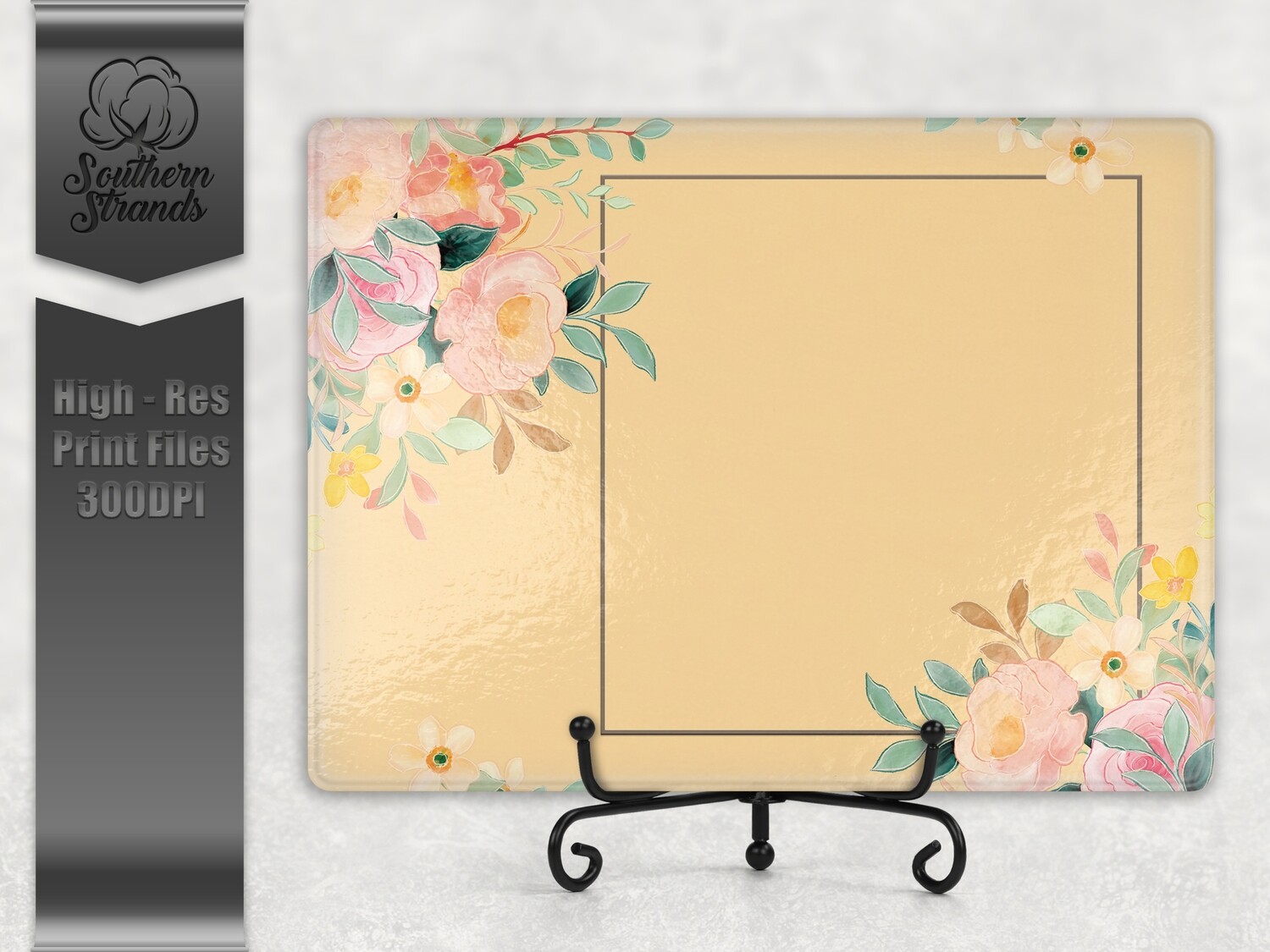 Watercolor Spring Floral Cutting Board - Yellow | 2 sizes