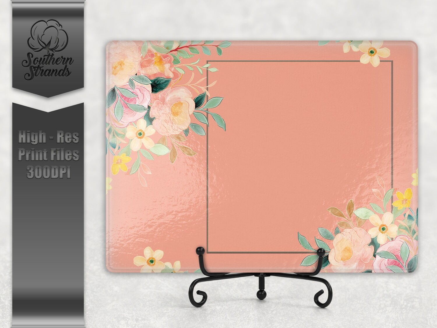 Watercolor Spring Floral Cutting Board - Peach| 2 sizes