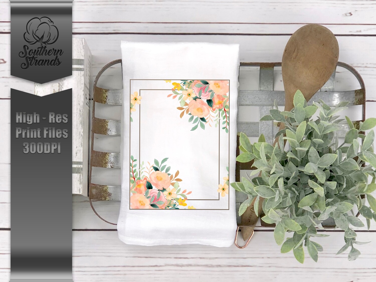 Watercolor Spring Floral Frame - Add Your Own Text - Rectangle | Digital Download