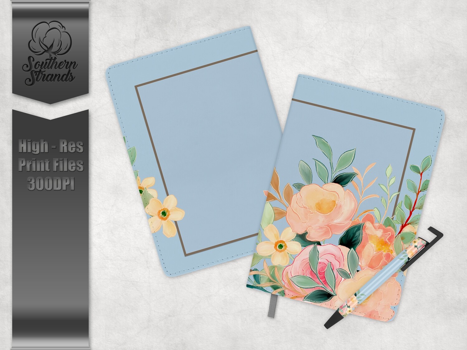 Watercolor Spring Floral Journal and Pen Set - Blue | 3 sizes