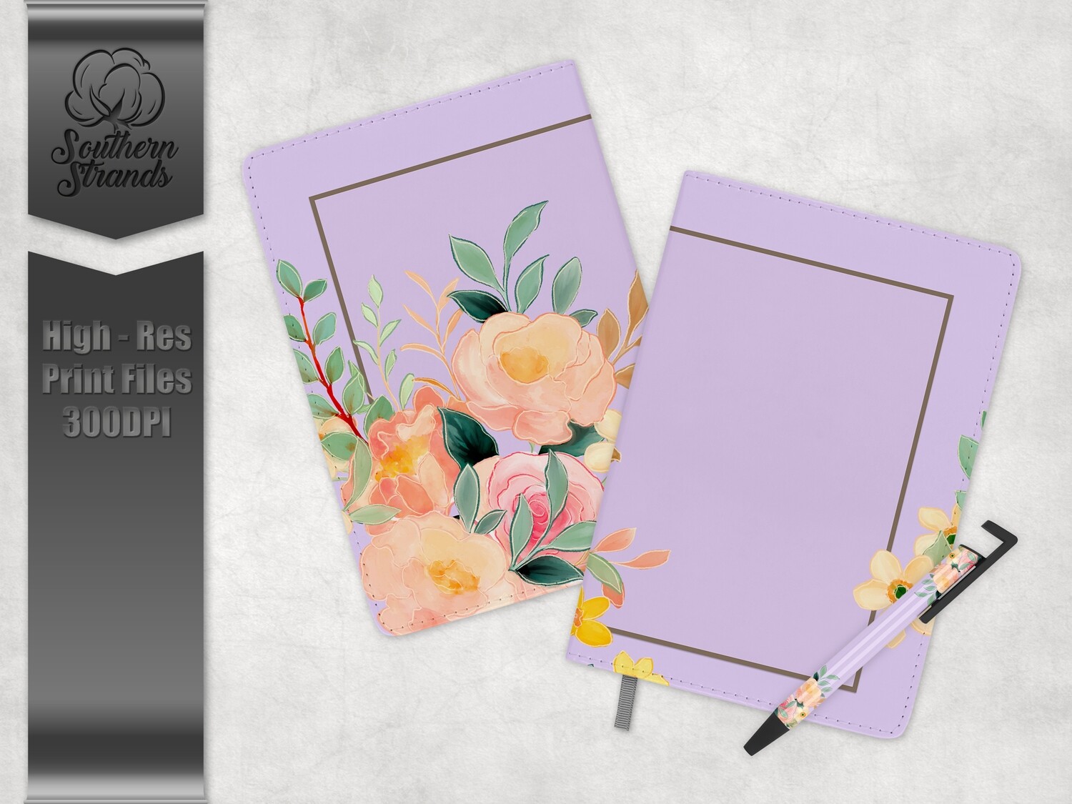 Watercolor Spring Floral Journal and Pen Set - Purple | 3 sizes