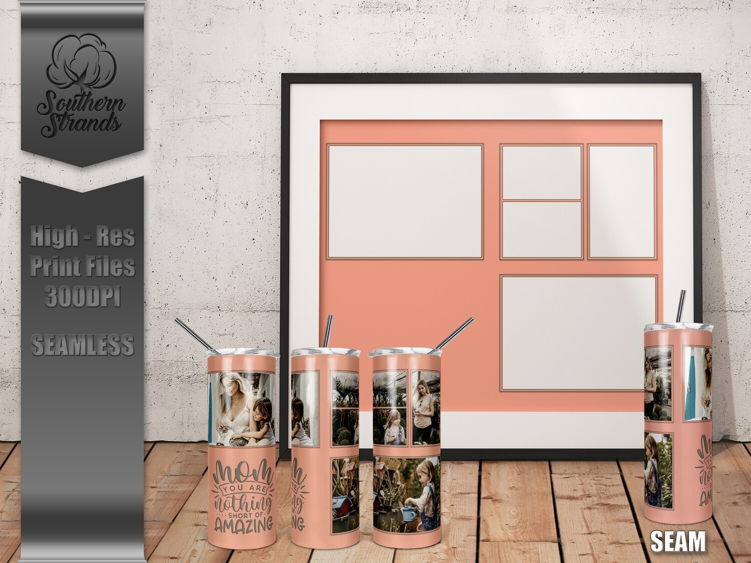 Photo Tumbler - Peach | SEAMLESS | DIGITAL DESIGN