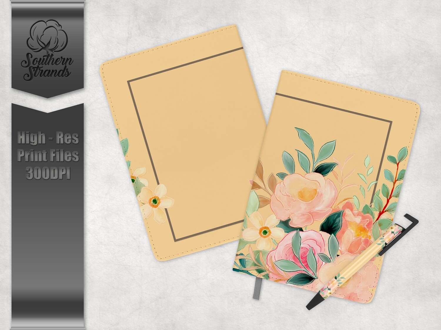 Watercolor Spring Floral Journal and Pen Set - Yellow | 3 sizes