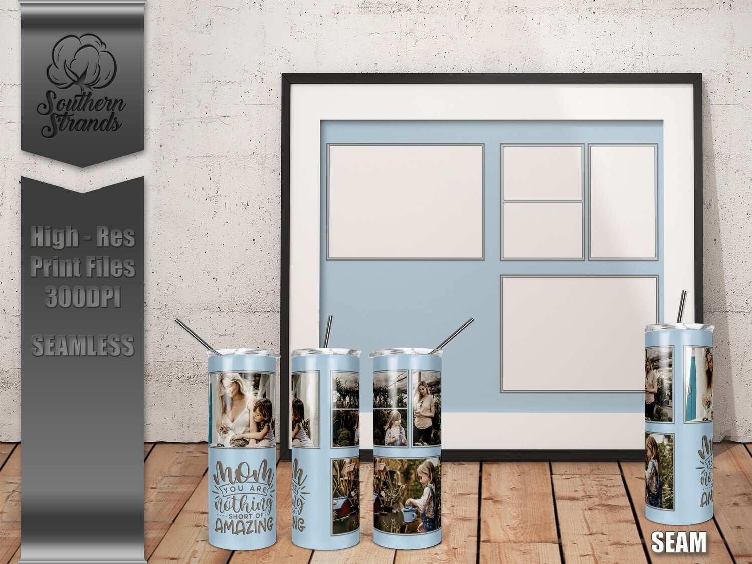 Photo Tumbler - Blue | SEAMLESS | DIGITAL DESIGN