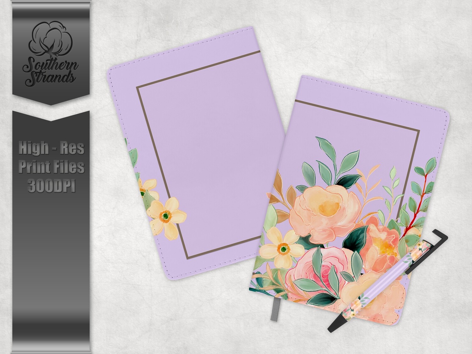 Watercolor Spring Floral Journal and Pen Set - Purple | 3 sizes
