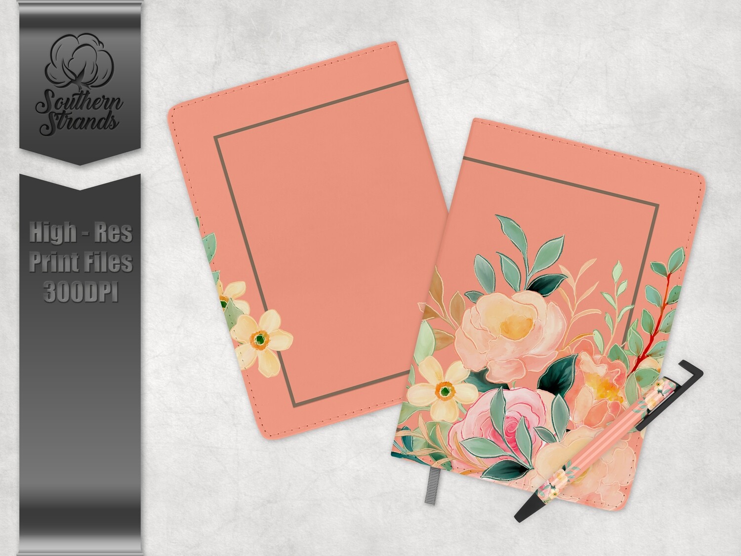Watercolor Spring Floral Journal and Pen Set - Peach | 3 sizes