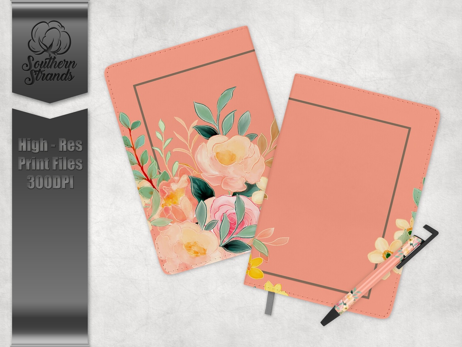 Watercolor Spring Floral Journal and Pen Set - Peach | 3 sizes