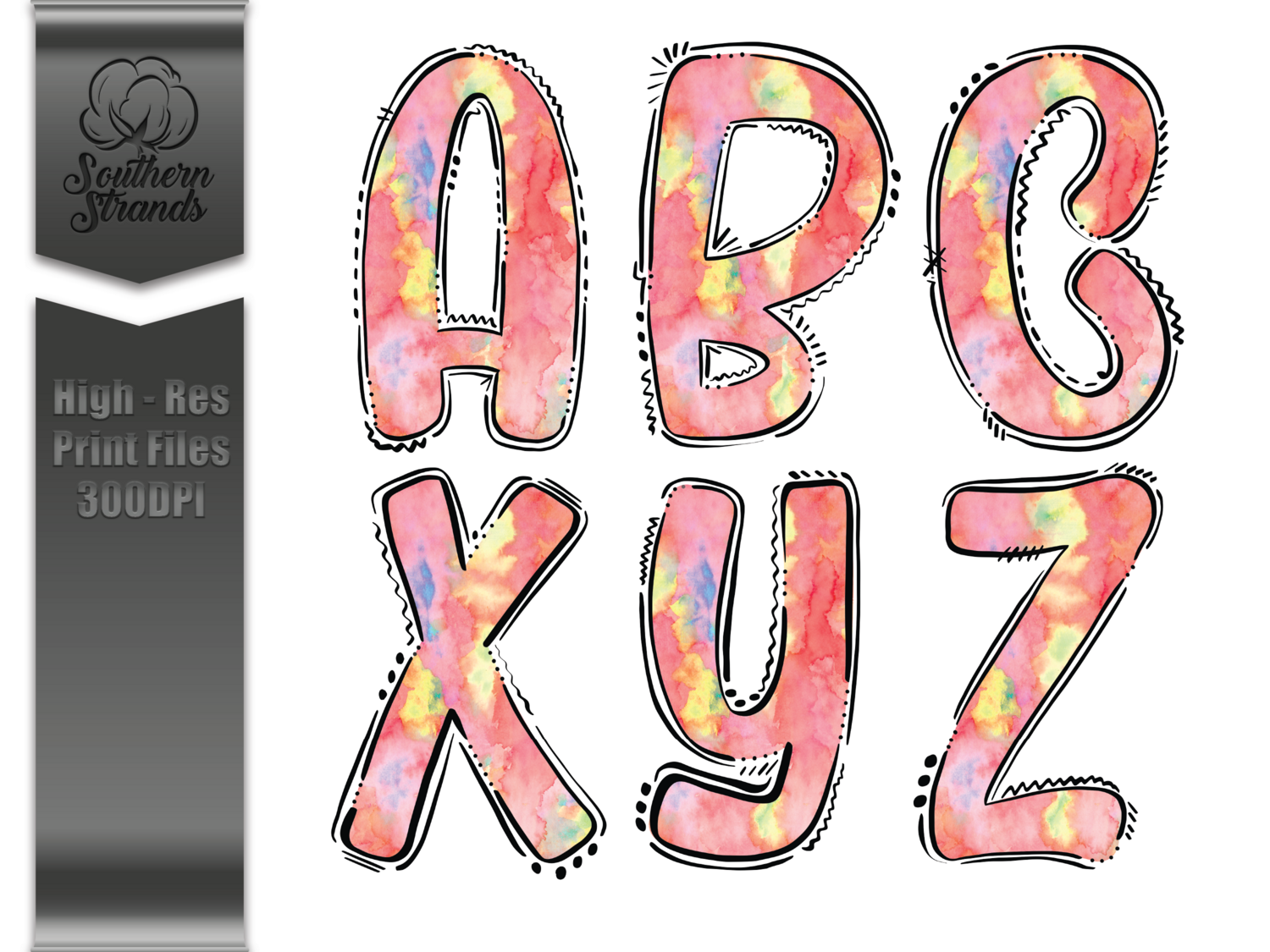 SS Doodles - Pink Watercolor Alphas | Digital Design
