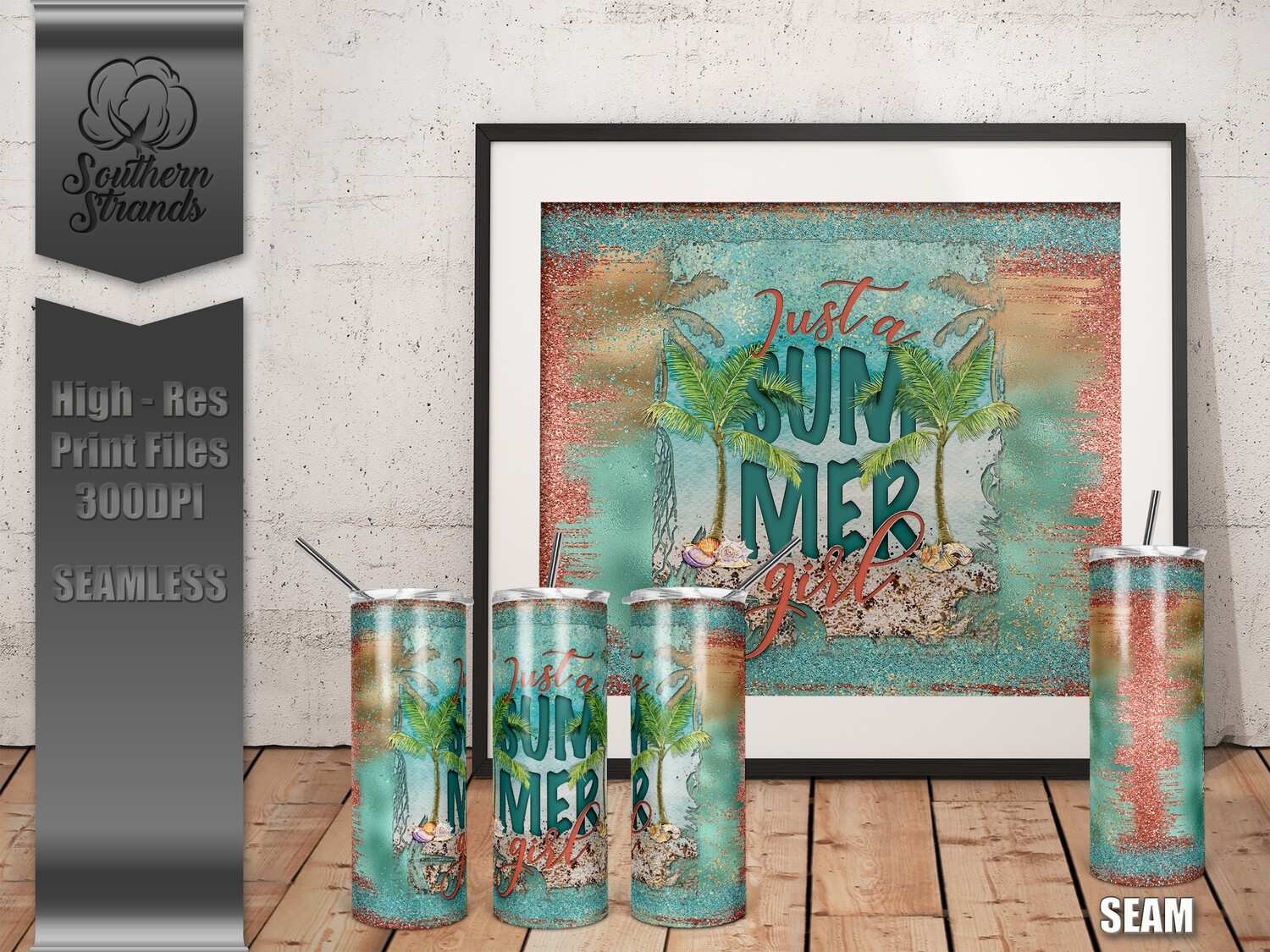 Just a Summer Girl Tumbler | SEAMLESS | DIGITAL DESIGN